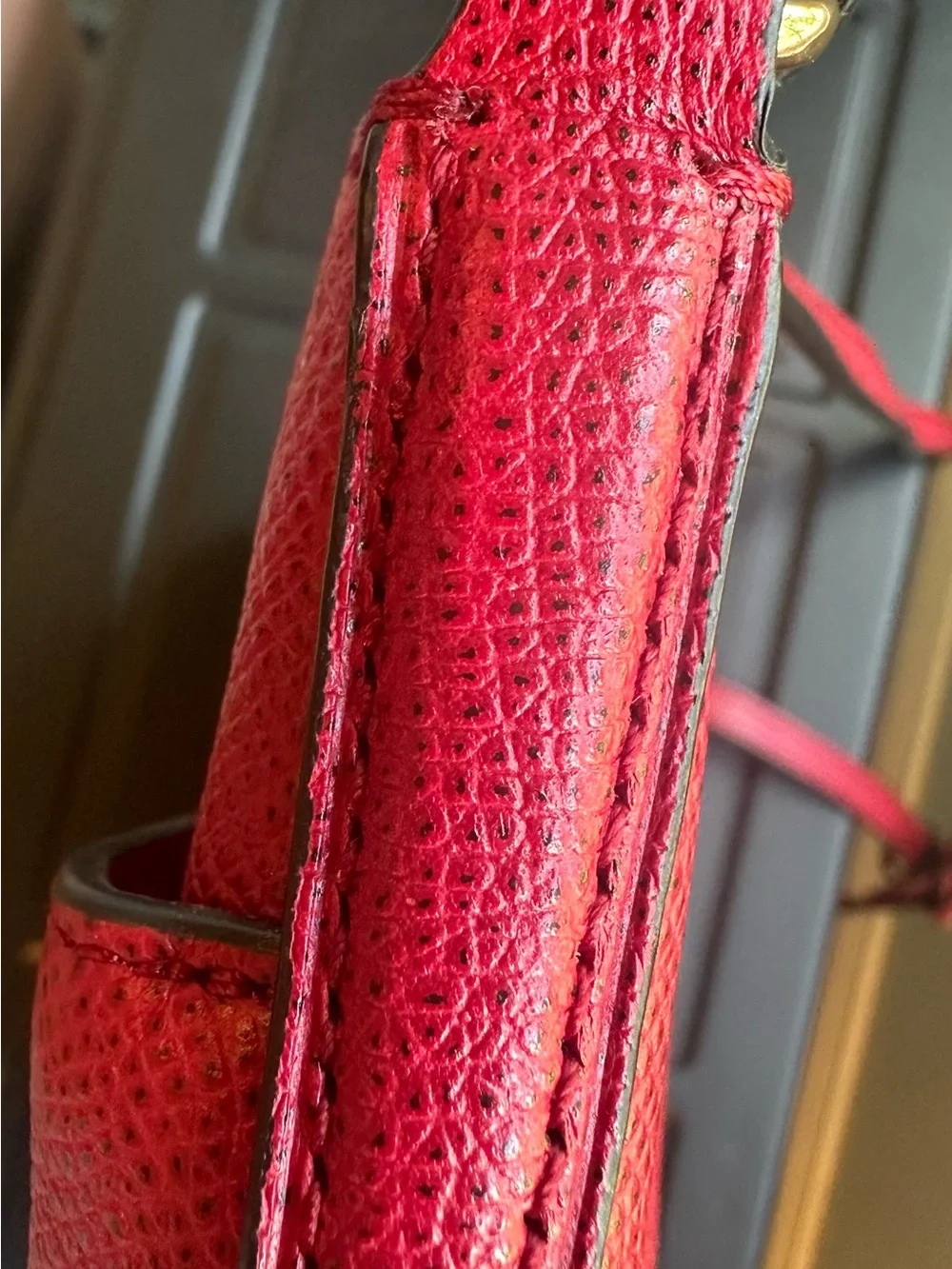Coach Red Leather Messenger Crossbody with Gold Hardware